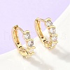 Flat Round Brass Micro Pave Clear Cubic Zirconia Hoop Earrings EJEW-Z102-19G-1