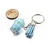 Faux Suede Tassel & Imitation Bubble Tea/Boba Milk Tea Resin Keychain KEYC-JKC01203-03-5