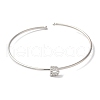Rack Plating Brass Micro Pave Clear Cubic Zirconia Letter Open Cuff Bangles BJEW-A018-01P-D-2