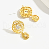 Elegant Vintage Court Style Hollow Flower S925 Sterling Silver Clear Cubic Zirconia Dangle Stud Earrings TT0606-3