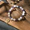 8mm Natural Rose Quartz & Quartz Crystal & Amethyst Round Beaded Stretch Bracelets BJEW-JB10738-01-2