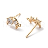 Brass Clear Cubic Zirconia Stud Earring Findings KK-A238-01D-G-2