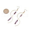 Column Natural Amethyst Dangle Earrings EJEW-JE06335-04-3