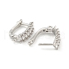 Rack Plating Brass Micro Pave Cubic Zirconia Hoop Earring Findings EJEW-C102-19P-2