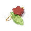 10Pcs Natural Red Jasper Flower Charms PALLOY-JF03765-01-5