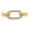 Rack Plating Brass Micro Pave Clear Cubic Zirconia Fold Over Clasps KK-A234-021B-G-1