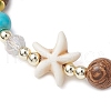 Adjustable Dyed Synthetic Turquoise & Coconut & Wood & Pearl Braided Bead Bracelets BJEW-JB10721-01-3