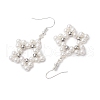 Shell Pearl Beads Flower Dangle Earrings EJEW-TA00577-4
