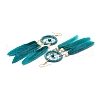 Feather Woven Net Chandelier Earrings EJEW-H090-01G-3