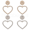 ANATTASOUL 2 Pairs 2 Colors Crystal Rhinestone Hollow Out Heart Dangle Stud Earrings EJEW-AN0001-26-1