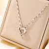Elegant Brass Pave Clear Cubic Zirconia Heart Pendant Necklaces for Girls SZ7102-4-1