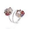 Electroplate Glass Cuff Rings RJEW-JR00248-05-3
