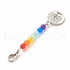 Chakra Theme Natural & Dyed Malaysia Jade Beaded Pendant Decorations HJEW-JM00641-03-4