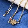 Brass Micro Pave Cubic Zirconia Birthday Flower Link Bracelets BJEW-U031-01G-07-3