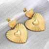 Heart 304 Stainless Steel Dangle Stud Earrings EJEW-Z109-03G-2