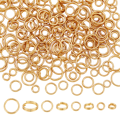 Unicraftale 200Pcs 4 Styles Brass Split Rings FIND-UN0016-24-1