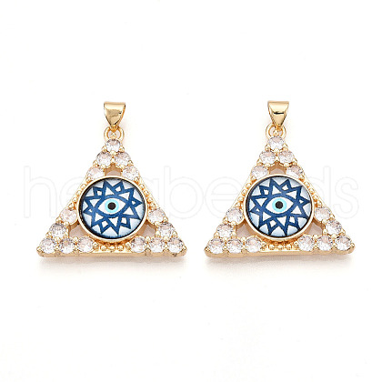 Brass Micro Pave Clear Cubic Zirconia Pendants for Women KK-T070-90A-07-1