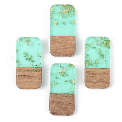 Transparent Resin & Walnut Wood Pendants RESI-S389-044A-B02-1