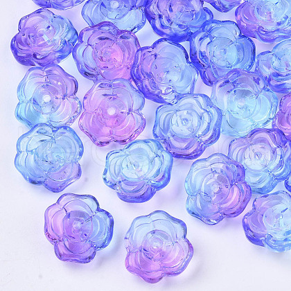 Two Tone Transparent Spray Painted Glass Beads GLAA-T013-01-C02-1