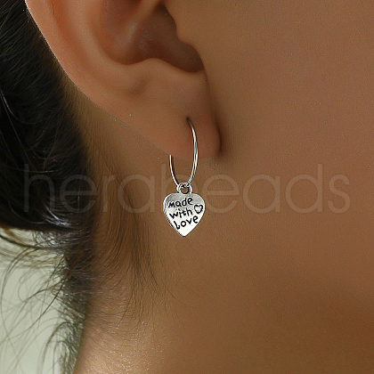 Vintage Punk Style Brass Heart Hoop Earrings XL2786-1