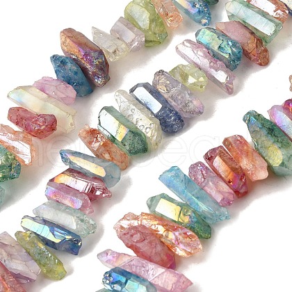 Electroplated Natural Quartz Crystal Beads Strands G-G791-15-02-1