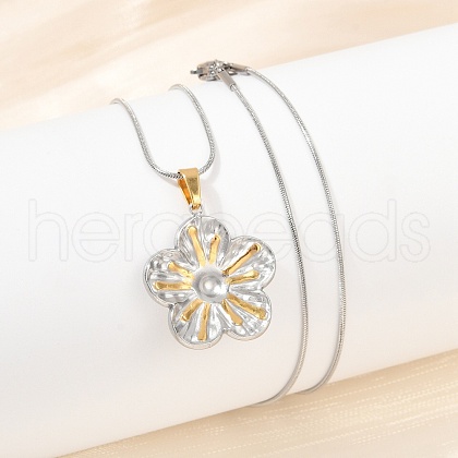 304 Stainless Steel Two Tone Pendant Necklaces for Women NJEW-S445-01D-GP-1