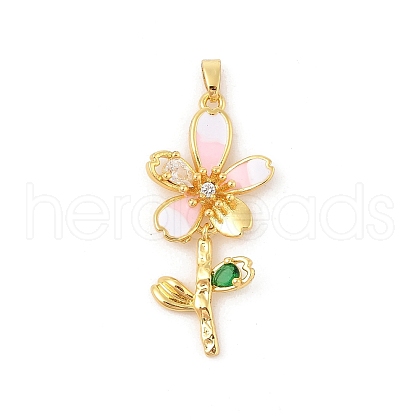 Brass Micro Pave Cubic Zirconia Pendants X-KK-R100-03G-1