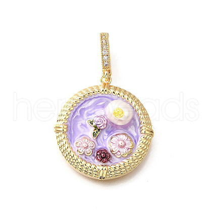 Brass Micro Pave Cubic Zirconia & Enamel Pendants KK-R222-14G-01-1