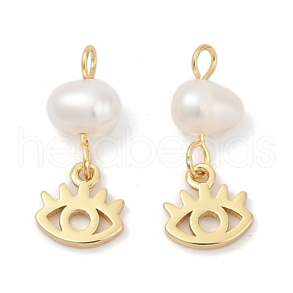Natural Cultured Freshwater Pearl & Brass Pendants KK-U062-12G-1