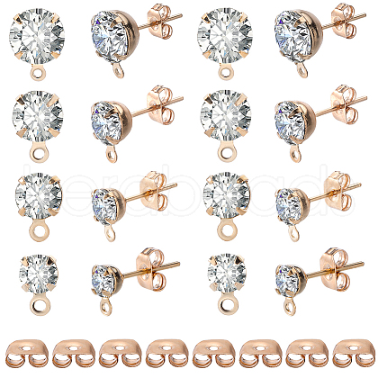 SOFPLATE 160Pcs 4 Size Alloy Crystal Rhinestone Stud Earring Finding ALRI-SP0001-01KCG-1