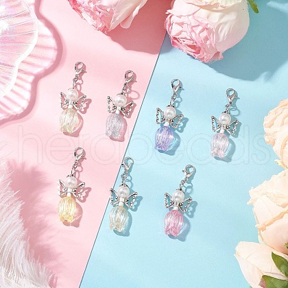Angel Glass Pearl Pendant Decorations HJEW-JM03330-1