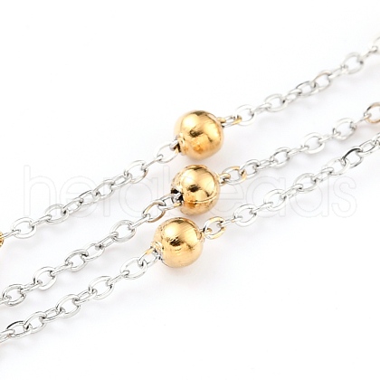 Two Tone 304 Stainless Steel Cable Chains CHS-B001-08-1