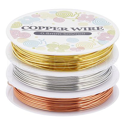 SUNNYCLUE 3 Rolls 3 Colors Copper Jewelry Craft Wire CWIR-SC0001-02A-1