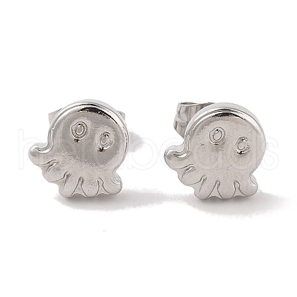 Non-Tarnish 304 Stainless Steel Octopus Stud Earrings for Women EJEW-G389-03P-1