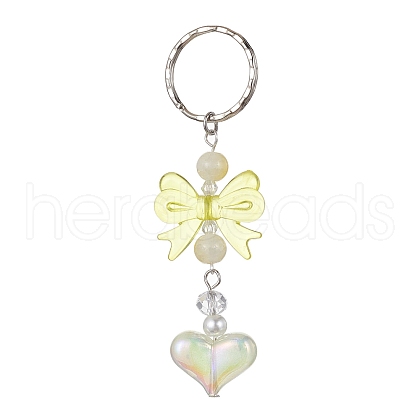 Acrylic Heart with Bowknot Keychains KEYC-JKC00612-04-1