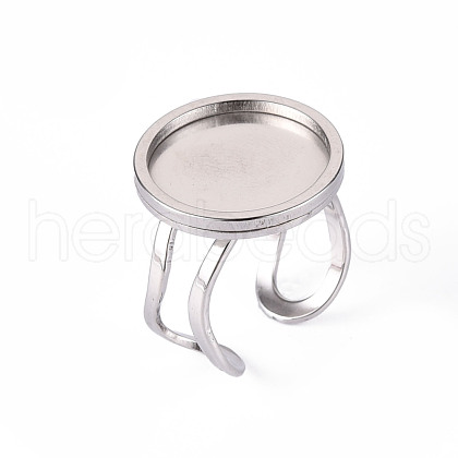 Non-Tarnish 201 Stainless Steel Cuff Pad Ring Settings X-STAS-S080-040D-P-1