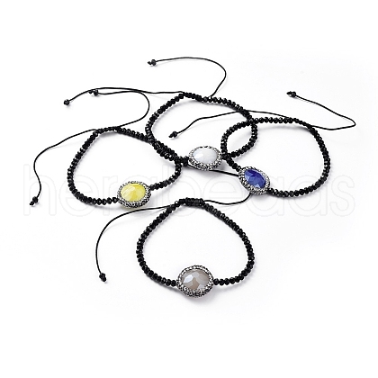 Faceted Rondelle Glass Braided Bead Bracelets BJEW-JB04808-M-1