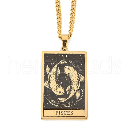 304 Stainless Steel Tarot Pendant Necklaces NJEW-A026-01G-12-1