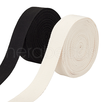 AHADERMAKER 2Pcs 2 Colors 10 Yards Flat Polycotton Ribbon OCOR-GA0001-68A-1
