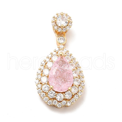 Brass Micro Pave Clear Cubic Zirconia Pendants KK-I695-002G-02-1