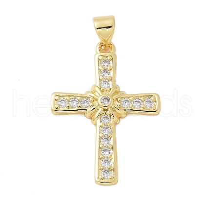 Brass Micro Pave Cubic Zirconia Pendants KK-P293-21A-G-1