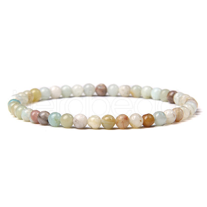 4mm Round Natural Amazonite Beads Bracelet for Men KG3069-30-1