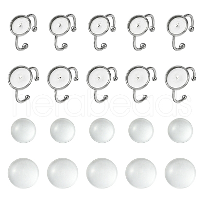 DIY Blank Dome 304 Stainless Steel Open Cuff Rings Making Kit DIY-YW0008-56-1