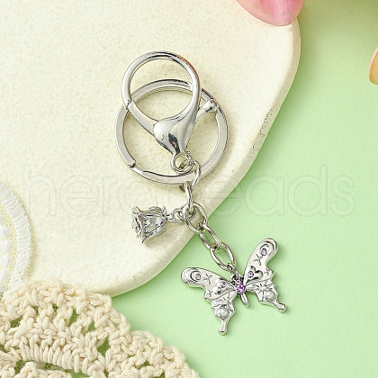 Alloy Rhineston and ABS Plastic Pearl Keychain KEYC-YW00028-02-1