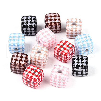 Printed Opaque Acrylic Beads MACR-N018-03-1
