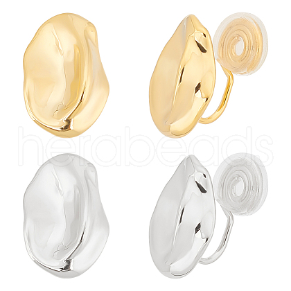 ANATTASOUL 2 Pairs 2 Colors Brass Twist Oval Cuff Earrings EJEW-AN0004-92-1