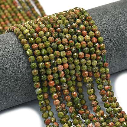 Natural Unakite Beads Strands G-A260-A41-01-1