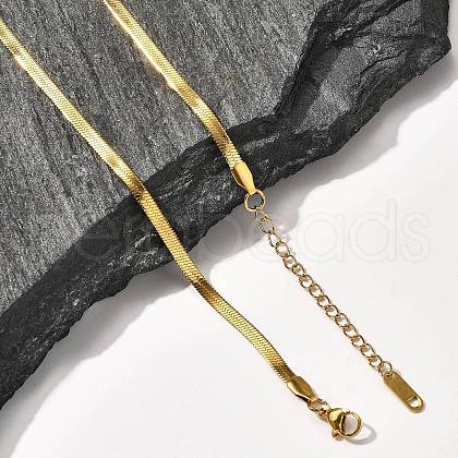 3mm Stainless Steel Flat Snake Chain Necklaces for Men Women NJEW-G160-03LG-1