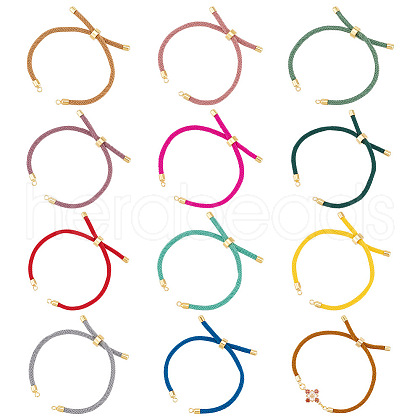 Unicraftale 12Pcs 12 Colors Twisted Nylon Cord Slider Bracelet Making MAK-UN0001-55-1