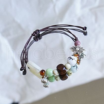 Ceramic Beads Braided Bead Bracelets FS-WG18053-04-1